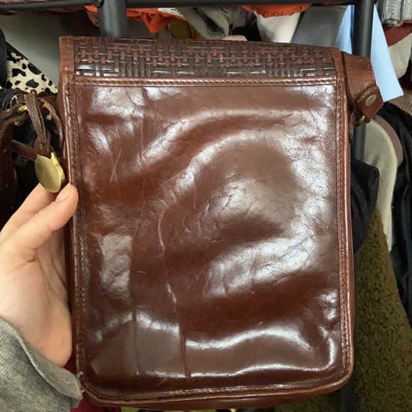 Brahmin Vintage Genuine Leather Woven Wicker Purse - Picture 8 of 9